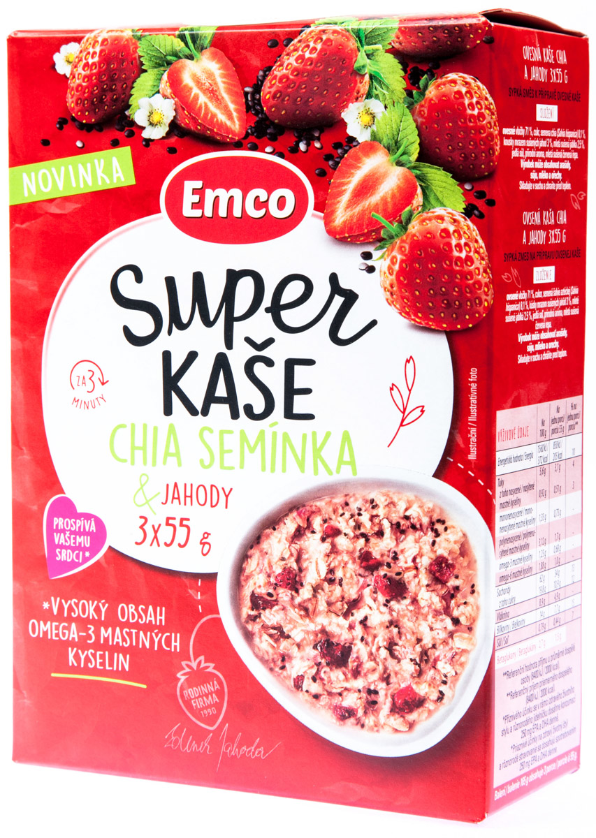 Emco Super Kaše Chia s jahodami 3x55g